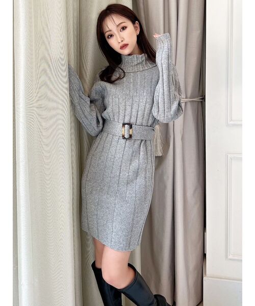 RESEXXY（リゼクシー）の「ワイドリブニットワンピース（ワンピース・レディース・グレー/ベージュ/アイボリー/ブラック・MEDIUM/SMALL）」の10枚目の写真