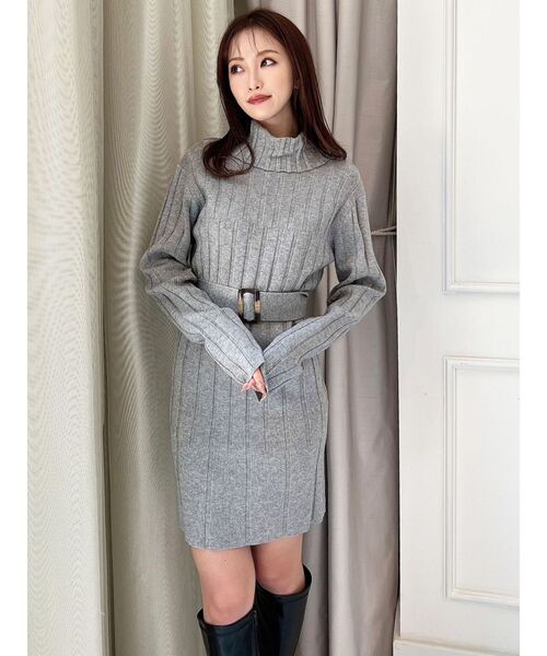 RESEXXY（リゼクシー）の「ワイドリブニットワンピース（ワンピース・レディース・グレー/ベージュ/アイボリー/ブラック・MEDIUM/SMALL）」の11枚目の写真