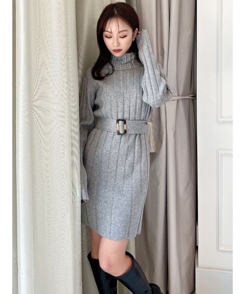 RESEXXY（リゼクシー）の「ワイドリブニットワンピース（ワンピース・レディース・グレー/ベージュ/アイボリー/ブラック・MEDIUM/SMALL）」の12枚目の写真