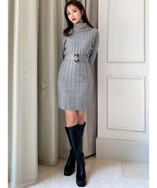 RESEXXY（リゼクシー）の「ワイドリブニットワンピース（ワンピース・レディース・グレー/ベージュ/アイボリー/ブラック・MEDIUM/SMALL）」の14枚目の写真