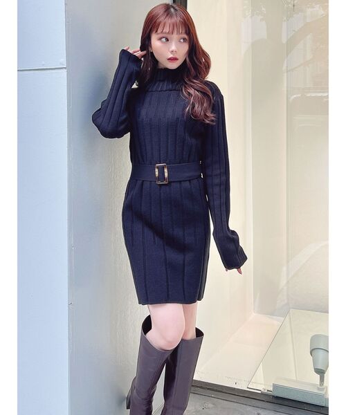 RESEXXY（リゼクシー）の「ワイドリブニットワンピース（ワンピース・レディース・グレー/ベージュ/アイボリー/ブラック・MEDIUM/SMALL）」の15枚目の写真