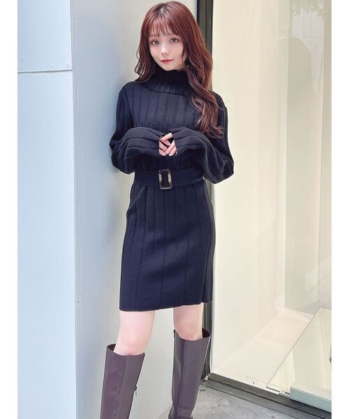 RESEXXY（リゼクシー）の「ワイドリブニットワンピース（ワンピース・レディース・グレー/ベージュ/アイボリー/ブラック・MEDIUM/SMALL）」の16枚目の写真