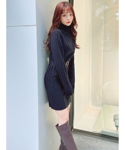 RESEXXY（リゼクシー）の「ワイドリブニットワンピース（ワンピース・レディース・グレー/ベージュ/アイボリー/ブラック・MEDIUM/SMALL）」の18枚目の写真