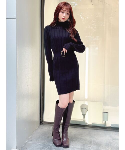 RESEXXY（リゼクシー）の「ワイドリブニットワンピース（ワンピース・レディース・グレー/ベージュ/アイボリー/ブラック・MEDIUM/SMALL）」の19枚目の写真