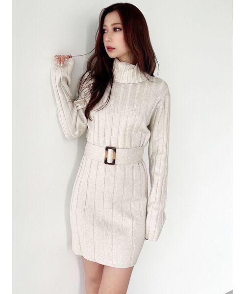 RESEXXY（リゼクシー）の「ワイドリブニットワンピース（ワンピース・レディース・グレー/ベージュ/アイボリー/ブラック・MEDIUM/SMALL）」の20枚目の写真