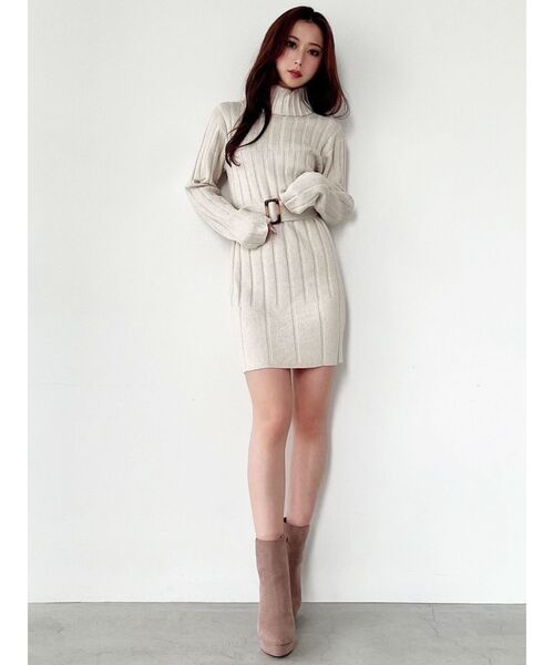RESEXXY（リゼクシー）の「ワイドリブニットワンピース（ワンピース・レディース・グレー/ベージュ/アイボリー/ブラック・MEDIUM/SMALL）」の22枚目の写真