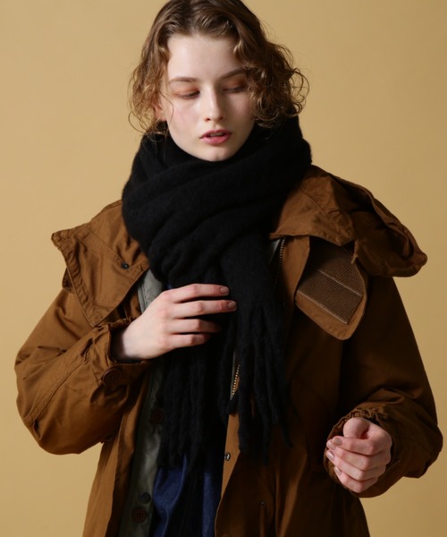 AVIREX（アヴィレックス）の「【WEB&DEPOT限定】BIG FRINGE STOLE/ビッグフリンジストール（ストール/ショール・レディース・パープル/ライトグレー/ブラック/オレンジ・FREE）」の5枚目の写真