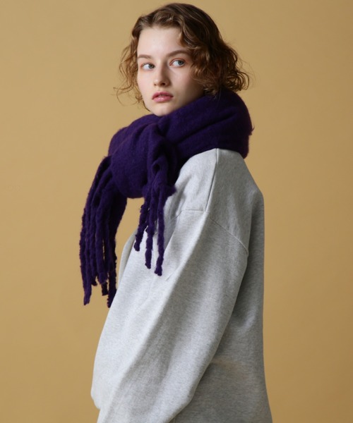 AVIREX（アヴィレックス）の「【WEB&DEPOT限定】BIG FRINGE STOLE/ビッグフリンジストール（ストール/ショール・レディース・パープル/ライトグレー/ブラック/オレンジ・FREE）」の10枚目の写真