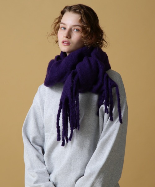 AVIREX（アヴィレックス）の「【WEB&DEPOT限定】BIG FRINGE STOLE/ビッグフリンジストール（ストール/ショール・レディース・パープル/ライトグレー/ブラック/オレンジ・FREE）」の11枚目の写真