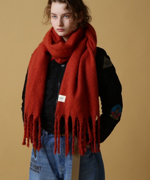 AVIREX（アヴィレックス）の「【WEB&DEPOT限定】BIG FRINGE STOLE/ビッグフリンジストール（ストール/ショール・レディース・パープル/ライトグレー/ブラック/オレンジ・FREE）」の12枚目の写真