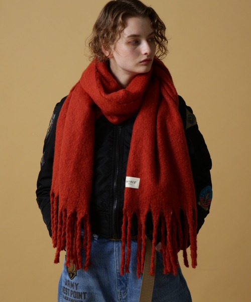 AVIREX（アヴィレックス）の「【WEB&DEPOT限定】BIG FRINGE STOLE/ビッグフリンジストール（ストール/ショール・レディース・パープル/ライトグレー/ブラック/オレンジ・FREE）」の13枚目の写真