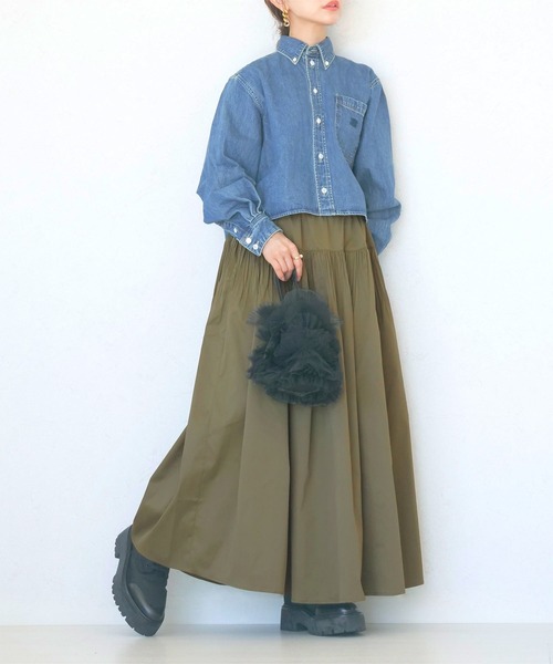 KOBE LETTUCE（コウベレタス）の「［ WEARISTA田中亜希子さんコラボ ］タックプリーツスカート（スカート・レディース・ブラック/ブルー/オフホワイト/カーキ・M/PM）」の4枚目の写真