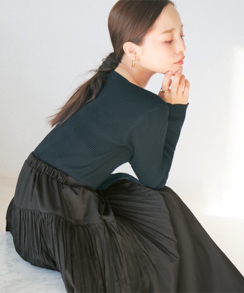 KOBE LETTUCE（コウベレタス）の「［ WEARISTA田中亜希子さんコラボ ］タックプリーツスカート（スカート・レディース・ブラック/ブルー/オフホワイト/カーキ・M/PM）」の6枚目の写真