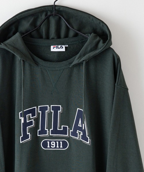 【FILA/フィラ】カレッジワッペン ビッグシルエット ドロップショルダー フーディー パーカー(パーカー)|FILA(フィラ) 【FILA/フィラ】カレッジワッペン ビッグシルエット ドロップショルダー フーディー パーカー(パーカー)|FILA(フィラ)