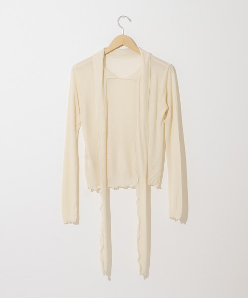 flower(フラワー)の「シアーリボンタートル(Tシャツ/カットソー・レディース・ブラック/アイボリー・FREE)」の4枚目の写真