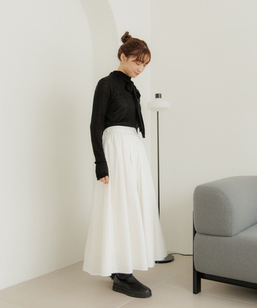 flower(フラワー)の「シアーリボンタートル(Tシャツ/カットソー・レディース・ブラック/アイボリー・FREE)」の16枚目の写真