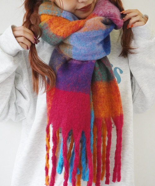 munk pehronen カラフルマフラー FURLA マフラー ストール ボリュームマフラー ”カラーブロック