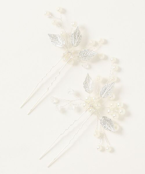 Cupid Heart(キューピッドハート)の「【Cupid Heart】結婚式アクセ!メタルリーフパールUピン2本セット(ヘアピン・レディース・シルバー・MEDIUM)」の16枚目の写真