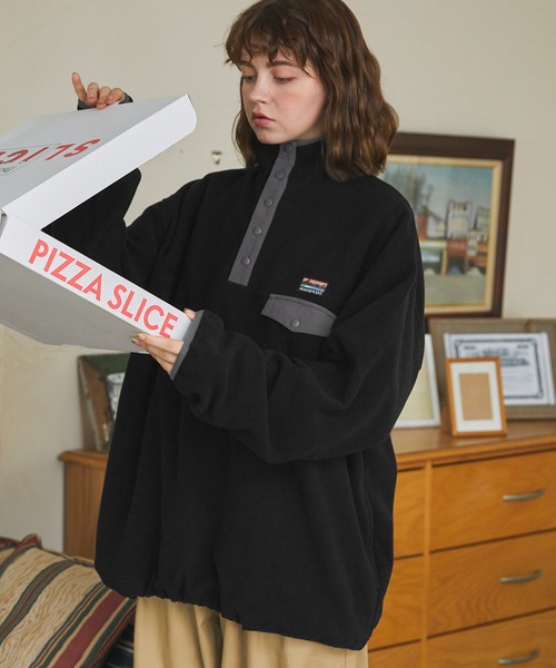 MONO-MART LADY'S（モノマートレディース）の「フリーススナップボタンプルオーバー（スウェット・レディース・ブラック/アイボリー/ナチュラル/ネイビー/オリーブ・FREE）」の10枚目の写真