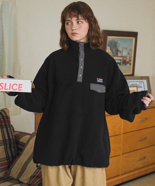 MONO-MART LADY'S（モノマートレディース）の「フリーススナップボタンプルオーバー（スウェット・レディース・ブラック/アイボリー/ナチュラル/ネイビー/オリーブ・FREE）」の11枚目の写真