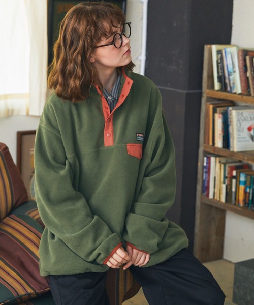 MONO-MART LADY'S（モノマートレディース）の「フリーススナップボタンプルオーバー（スウェット・レディース・ブラック/アイボリー/ナチュラル/ネイビー/オリーブ・FREE）」の15枚目の写真