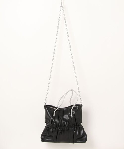 florist（フローリスト）の「【煌めくラインストーンハンドル】2WAY レザータッチギャザーハンドバッグ/ショルダーバッグ（ハンドバッグ・レディース・ピンク/ホワイト/シルバー/ラベンダー/ミント/ブラック・FREE）」の22枚目の写真