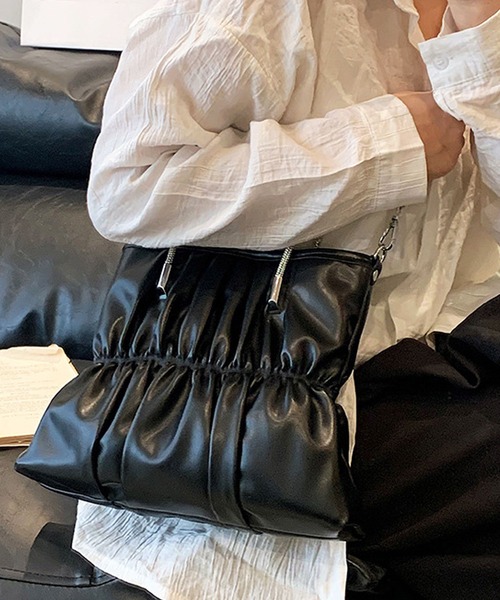 florist（フローリスト）の「【煌めくラインストーンハンドル】2WAY レザータッチギャザーハンドバッグ/ショルダーバッグ（ハンドバッグ・レディース・ピンク/ホワイト/シルバー/ラベンダー/ミント/ブラック・FREE）」の13枚目の写真