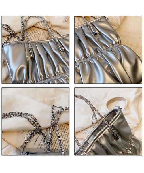 florist（フローリスト）の「【煌めくラインストーンハンドル】2WAY レザータッチギャザーハンドバッグ/ショルダーバッグ（ハンドバッグ・レディース・ピンク/ホワイト/シルバー/ラベンダー/ミント/ブラック・FREE）」の18枚目の写真