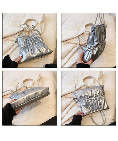 florist（フローリスト）の「【煌めくラインストーンハンドル】2WAY レザータッチギャザーハンドバッグ/ショルダーバッグ（ハンドバッグ・レディース・ピンク/ホワイト/シルバー/ラベンダー/ミント/ブラック・FREE）」の19枚目の写真