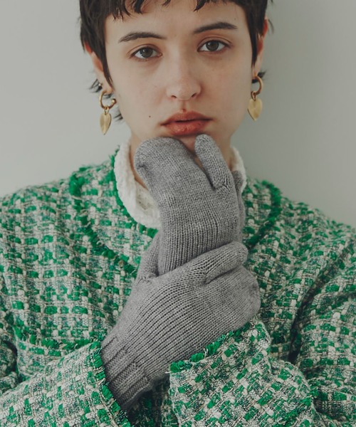 ROSE BUD（ローズバッド）の「スリーフィンガーニットグローブ（手袋・レディース・オレンジ/グレー・FREE）」の4枚目の写真