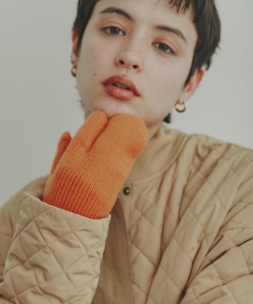 ROSE BUD（ローズバッド）の「スリーフィンガーニットグローブ（手袋・レディース・オレンジ/グレー・FREE）」の5枚目の写真