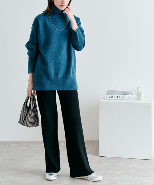 kirakiraShop（キラキラショップ）の「リブニット セミワイド パンツ（その他パンツ・レディース・ブラック/ベージュ/グレー/ブラウン/カーキ/テラコッタ/チャコール/ライトベージュ/アイボリー/モカ・M/L-XL）」の11枚目の写真