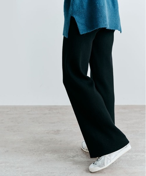 kirakiraShop（キラキラショップ）の「リブニット セミワイド パンツ（その他パンツ・レディース・ブラック/ベージュ/グレー/ブラウン/カーキ/テラコッタ/チャコール/ライトベージュ/アイボリー/モカ・M/L-XL）」の18枚目の写真