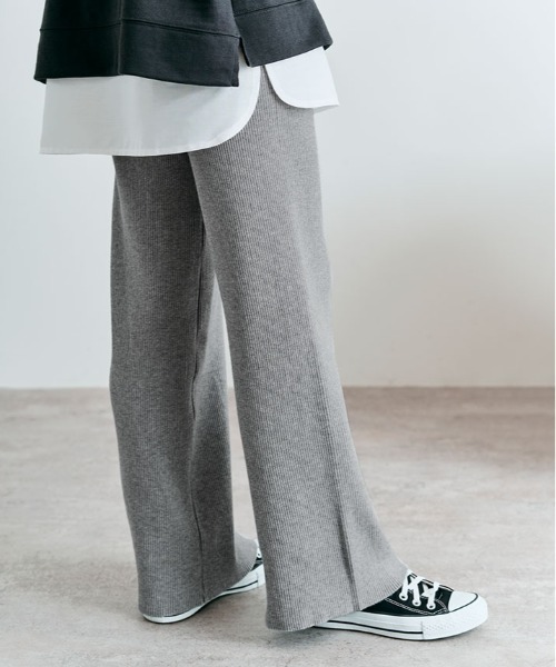 kirakiraShop（キラキラショップ）の「リブニット セミワイド パンツ（その他パンツ・レディース・ブラック/ベージュ/グレー/ブラウン/カーキ/テラコッタ/チャコール/ライトベージュ/アイボリー/モカ・M/L-XL）」の19枚目の写真