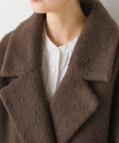 OMNES(オムネス)の「ニットシャギーダブルテーラードジャケット(テーラードジャケット・レディース・ブラウン/アイボリー/ブラック・FREE)」の4枚目の写真