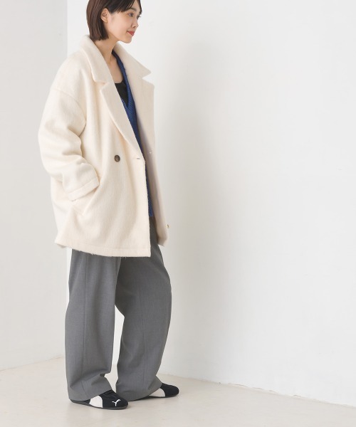 OMNES(オムネス)の「ニットシャギーダブルテーラードジャケット(テーラードジャケット・レディース・ブラウン/アイボリー/ブラック・FREE)」の11枚目の写真