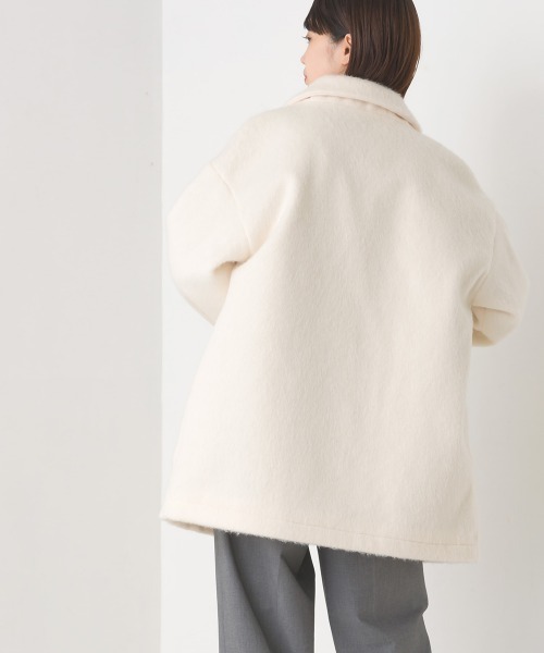 OMNES(オムネス)の「ニットシャギーダブルテーラードジャケット(テーラードジャケット・レディース・ブラウン/アイボリー/ブラック・FREE)」の13枚目の写真