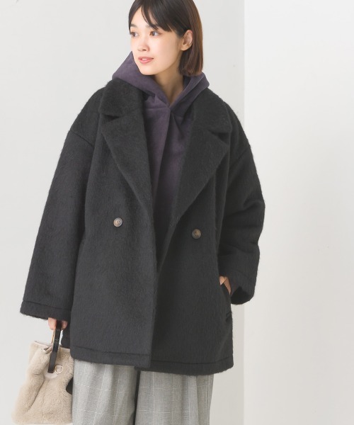 OMNES(オムネス)の「ニットシャギーダブルテーラードジャケット(テーラードジャケット・レディース・ブラウン/アイボリー/ブラック・FREE)」の15枚目の写真