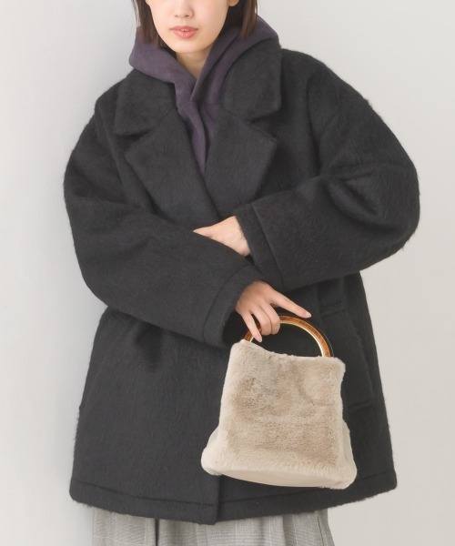 OMNES(オムネス)の「ニットシャギーダブルテーラードジャケット(テーラードジャケット・レディース・ブラウン/アイボリー/ブラック・FREE)」の18枚目の写真