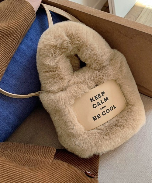 Miniministore(ミニミニストア)の「エコファーバッグ 秋冬 ミニトートバッグ(ショルダーバッグ・レディース・ベージュ/ホワイト・フリー)」の2枚目の写真