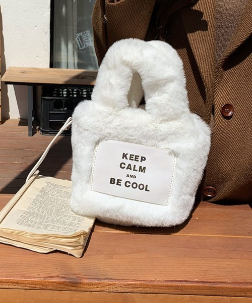 Miniministore(ミニミニストア)の「エコファーバッグ 秋冬 ミニトートバッグ(ショルダーバッグ・レディース・ベージュ/ホワイト・フリー)」の13枚目の写真