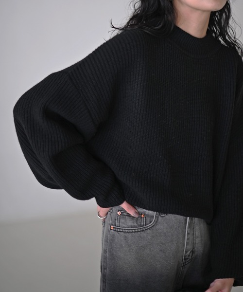 Marient(マリエント)の「ボリュームスリーブKT(ニット/セーター・レディース・グレー/ブラック・FREE)」の7枚目の写真