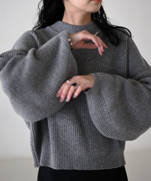 Marient(マリエント)の「ボリュームスリーブKT(ニット/セーター・レディース・グレー/ブラック・FREE)」の17枚目の写真