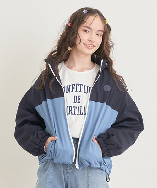ポンポネットジュニア　撥水ウィンドブレーカー　紺　L（160cm） pom ponette junior（ポンポネットジュニア）の「撥水ウィンド