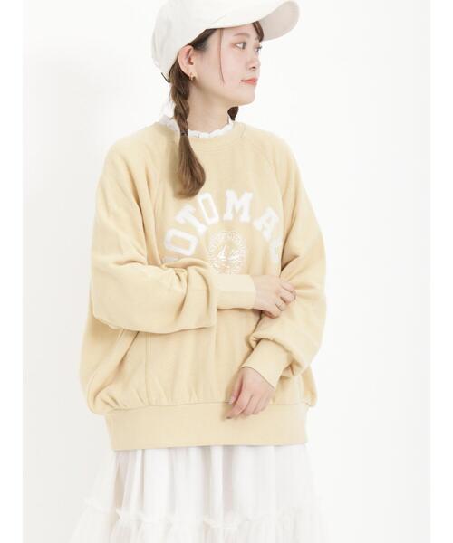 Samansa Mos2（サマンサ モスモス）の「飛び裏毛アップリケロゴスウェット（ニット/セーター・レディース・チャコールグレー/キナリ/イエロー/グリーン・F）」の4枚目の写真