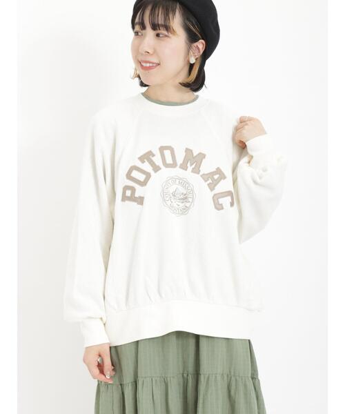 Samansa Mos2（サマンサ モスモス）の「飛び裏毛アップリケロゴスウェット（ニット/セーター・レディース・チャコールグレー/キナリ/イエロー/グリーン・F）」の2枚目の写真