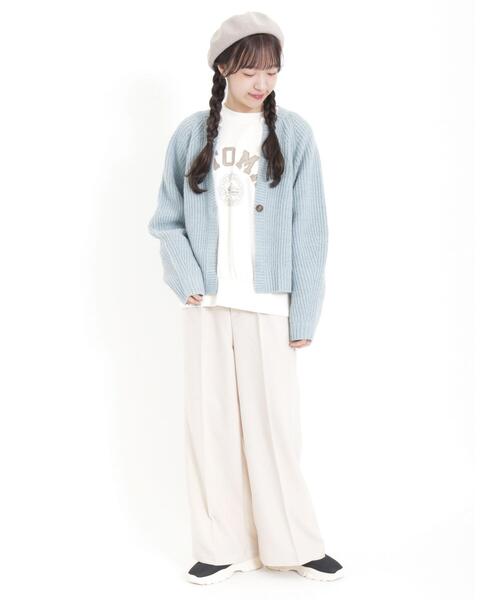 Samansa Mos2（サマンサ モスモス）の「飛び裏毛アップリケロゴスウェット（ニット/セーター・レディース・チャコールグレー/キナリ/イエロー/グリーン・F）」の11枚目の写真