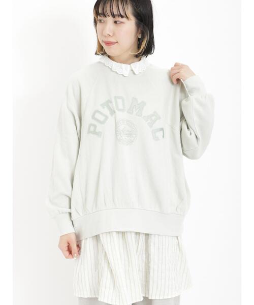 Samansa Mos2（サマンサ モスモス）の「飛び裏毛アップリケロゴスウェット（ニット/セーター・レディース・チャコールグレー/キナリ/イエロー/グリーン・F）」の8枚目の写真