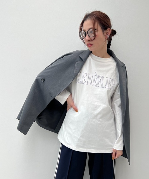 y/m（イム）の「前後2WAYサイドスリットロゴロンT（Tシャツ/カットソー・レディース・ブラック/ホワイト・FREE）」の5枚目の写真