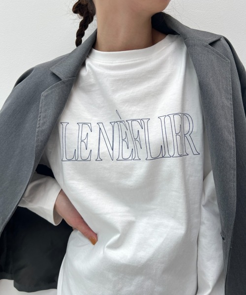 y/m（イム）の「前後2WAYサイドスリットロゴロンT（Tシャツ/カットソー・レディース・ブラック/ホワイト・FREE）」の6枚目の写真